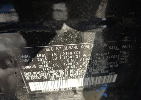 2017 Subaru Outback 2.5I Premium из США, поврежденный, VIN 4S4BSACC7H3428412